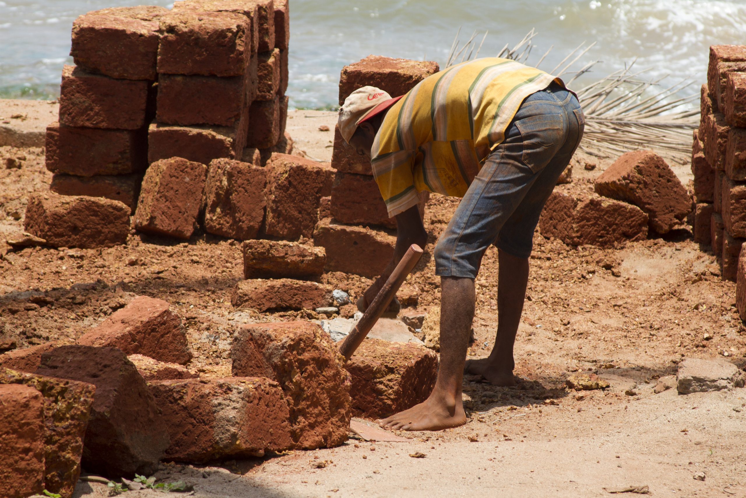 The,Indian,Man,Works,At,Building.,India,Goa